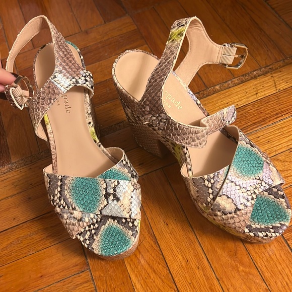 kate spade Shoes - Kate Spade snakeskin chunky heel